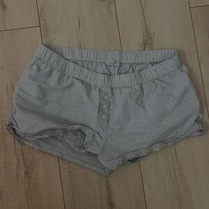 Brandy Melville Light Blue Pinstripe Lace-Trim
